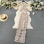 Janie Cross Halter Top + Split Long Skirt Set
