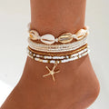 7-Piece Bohemian Anklet Set – Starfish & Shell Pendant Multilayer Bracelets Weeknd Shop Online