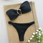 Kelce Chic Black Bandeau Bikini Set