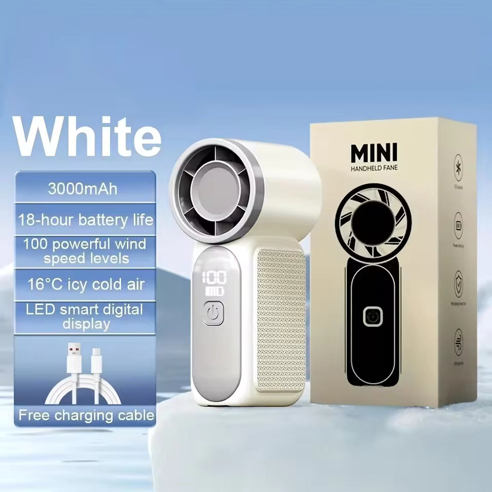 Portable Handheld Turbo Fan – 5000mAh Rechargeable