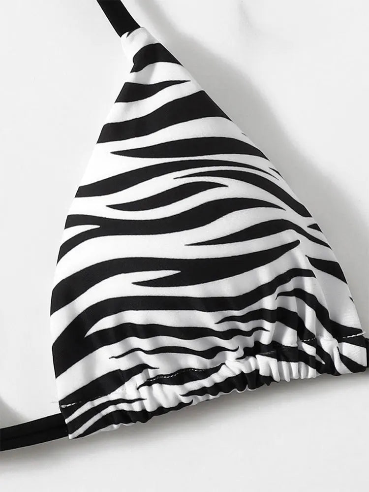 Zebra Print High-Cut Two-Piece Bandage Bikini