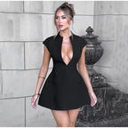 No Crumbs Left V-Neck Mini Dress