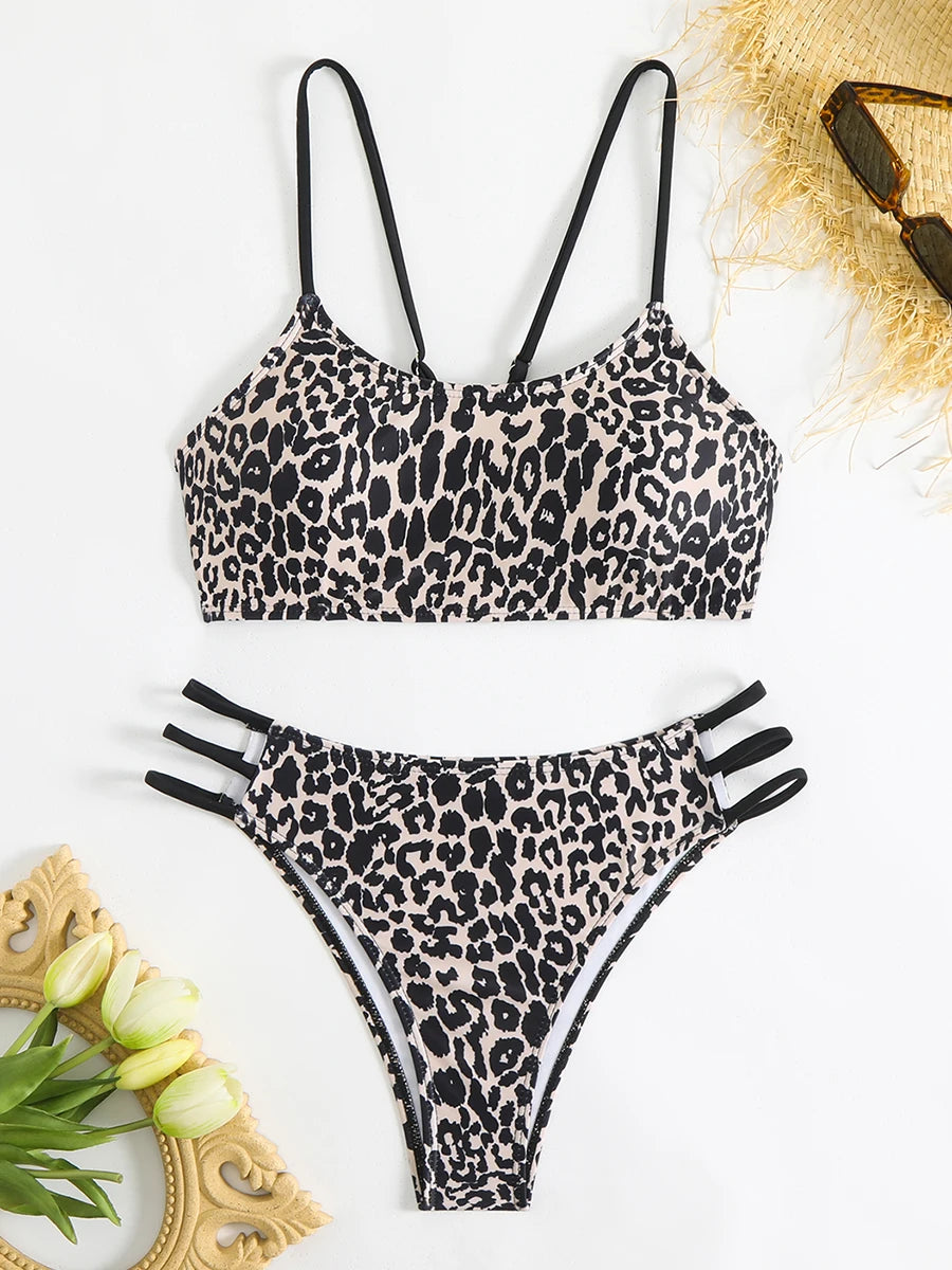 Camern Strappy Leopard Bikini Set