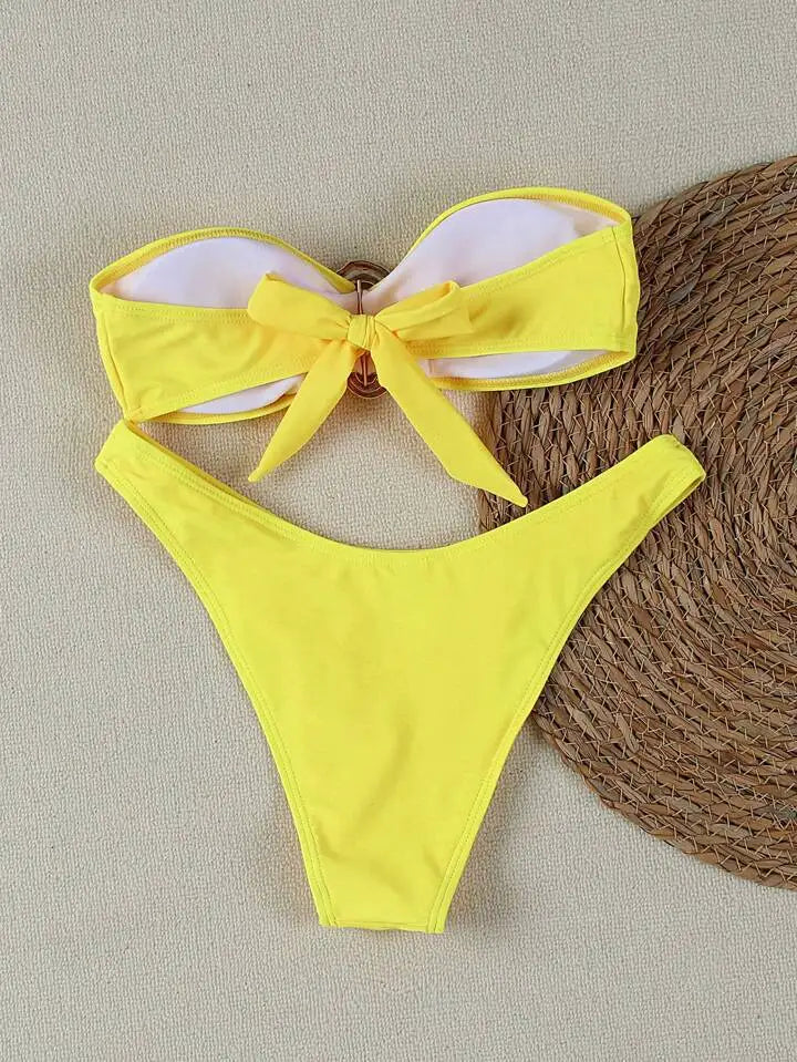 Kelce Chic Black Bandeau Bikini Set