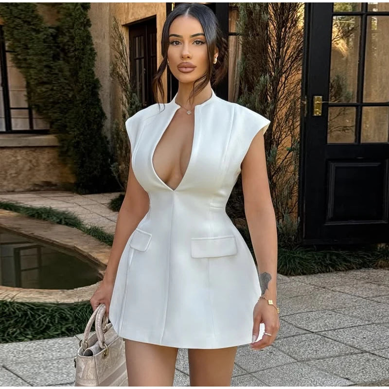 No Crumbs Left V-Neck Mini Dress