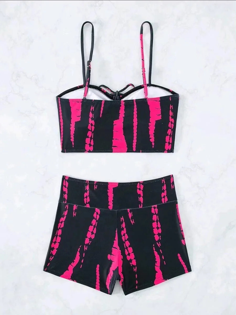 "its too darn hot" Print High Waist String Two-Piece Bikini