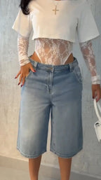 Sexy Fashion Crop Top Lace Full Sleeve Bodysuit