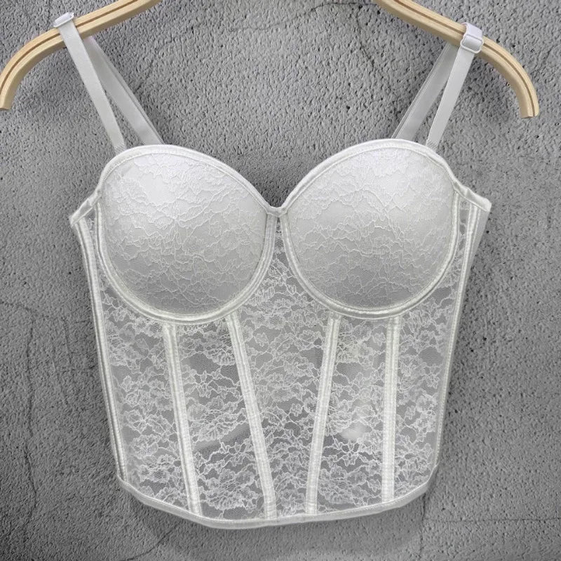 Helen's White Mesh Bustier Top