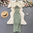 Sexy Backless Knitted Halter Dress
