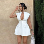 No Crumbs Left V-Neck Mini Dress