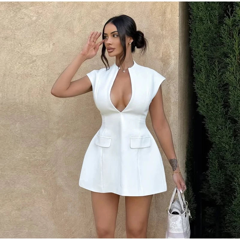 No Crumbs Left V-Neck Mini Dress