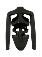 Ridder Irregular Cut Out Black Bodysuit