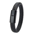 ibrow Black Braided Leather Men’s Bracelet – Stylish Magnetic Clasp Wrap Accessory