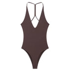 Slim Fit Halter High Cut Bodysuit