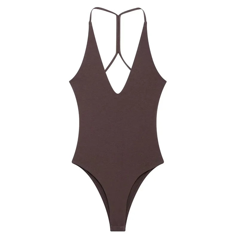 Slim Fit Halter High Cut Bodysuit