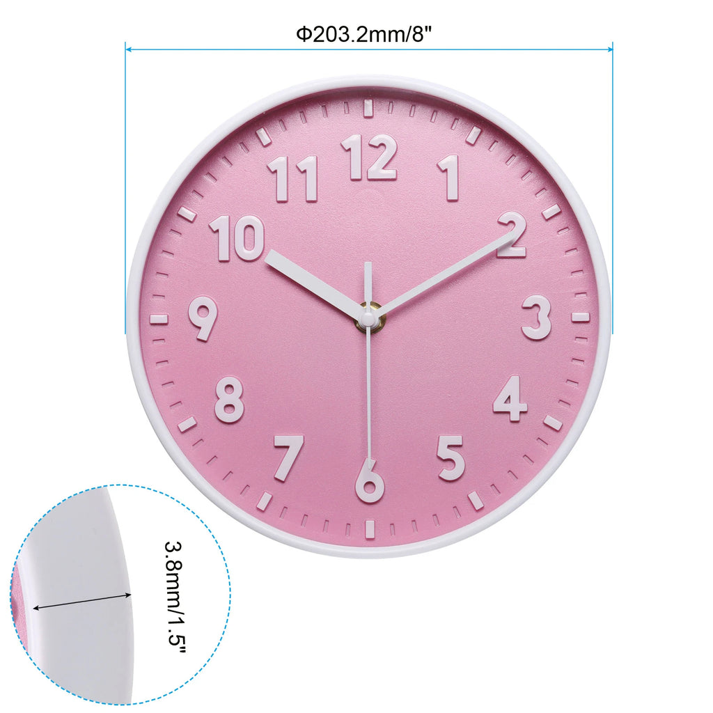 8-Inch Pink Wall Clock