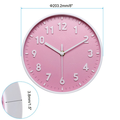 8-Inch Pink Wall Clock