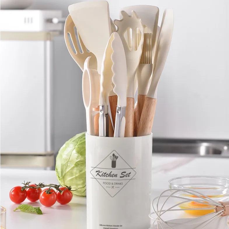 White 12PCS Silicone Kitchen Utensil Set