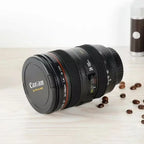 Stainless Steel Camera Lens Coffee Mug with Leak-Proof Lid