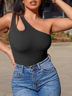 One-Shoulder Sleeveless Yoga Bodysuit