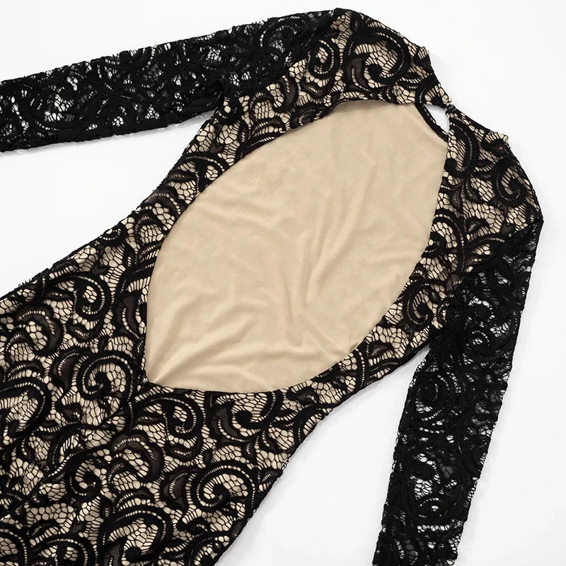 Women’s Sexy Round Neck Lace Patchwork Backless Jumpsuit Weeknd Shop Online