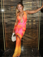 Sunset Mirage Mesh Maxi Dress.