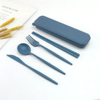 4-Piece Wheat Straw Travel Cutlery Set