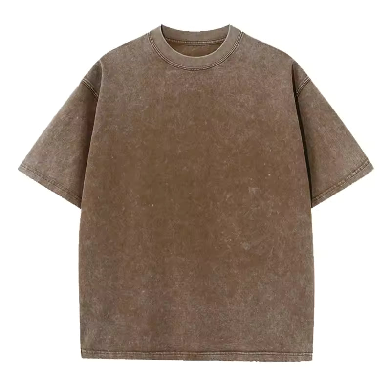 Men's Oversized Heavy Cotton Summer T-Shirt Vintage Tee Loose Fit Short Sleeve