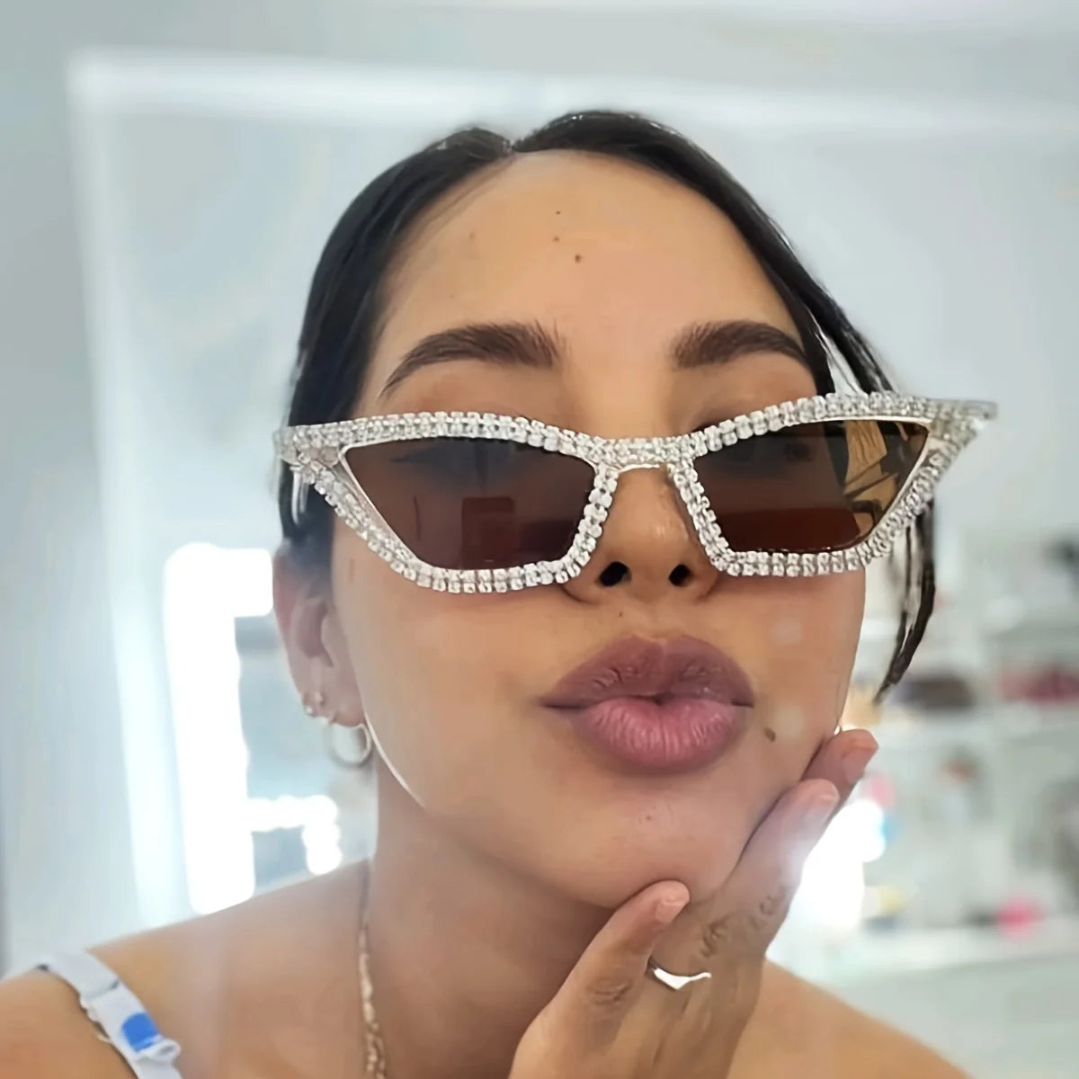 "Caked up" Rhinestone Cateye Sunglasses