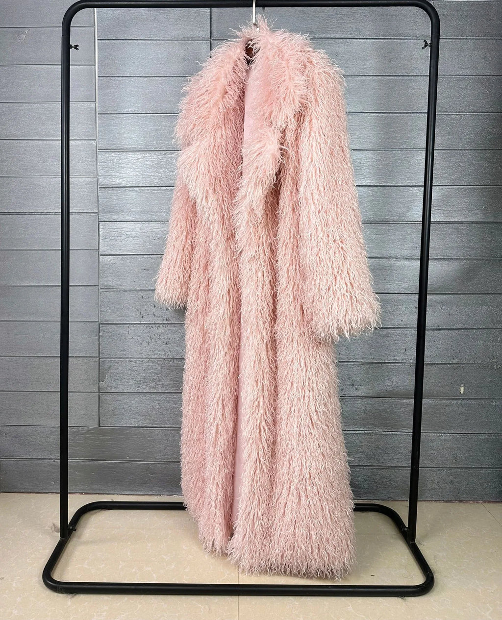 "Cant Fix Me" Long Wool Faux Fur Coat