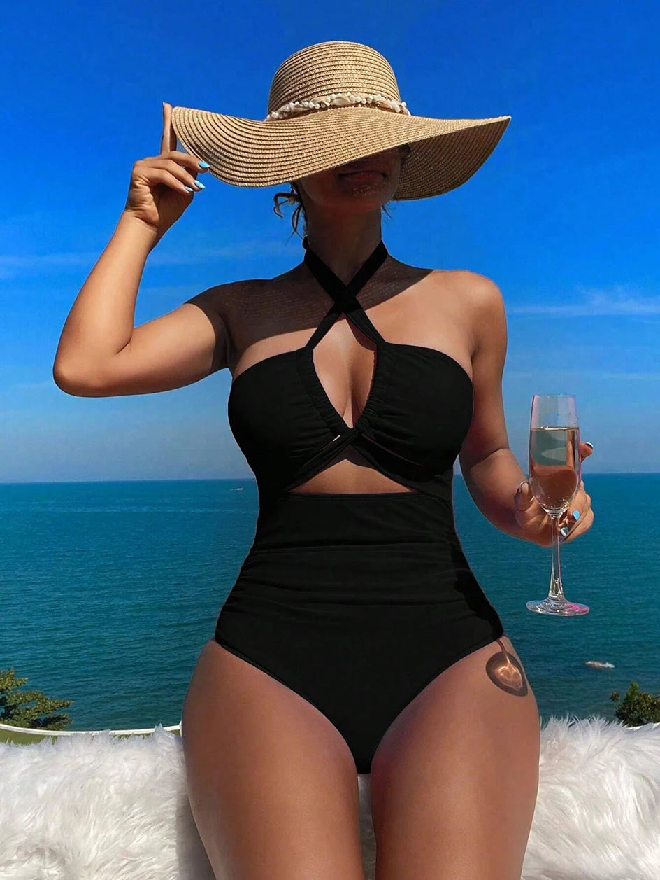 Nothing Less  Drawstring One-Piece Women Swimsuit