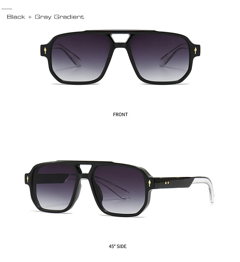 Retro Double Bridge Square Sunglasses
