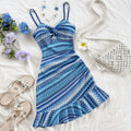 Blue Boho Print Spaghetti Strap Bodycon Mini Dress Weeknd Shop Online