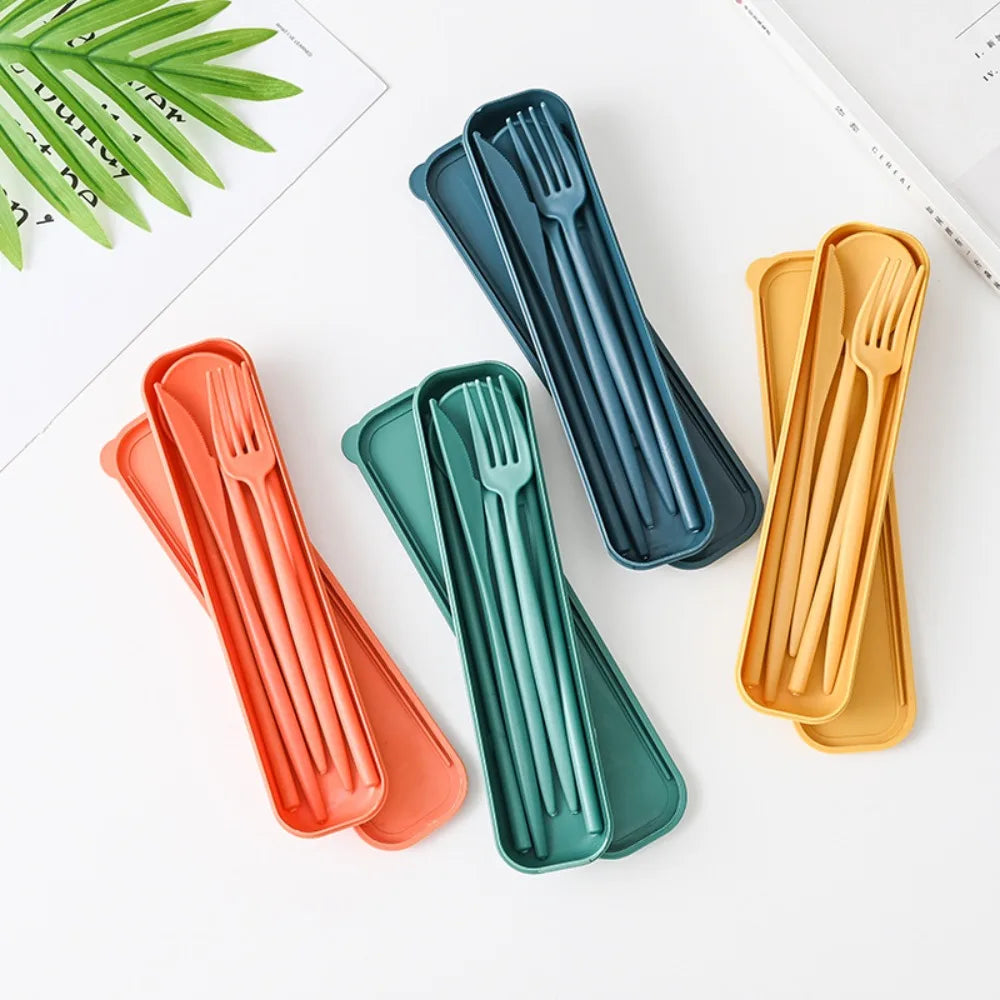 4-Piece Wheat Straw Travel Cutlery Set