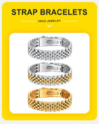 15mm Masculine Watch Band Bracelet — Bold Stainless Steel Wristband for Men