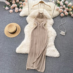 Sexy Backless Knitted Halter Dress