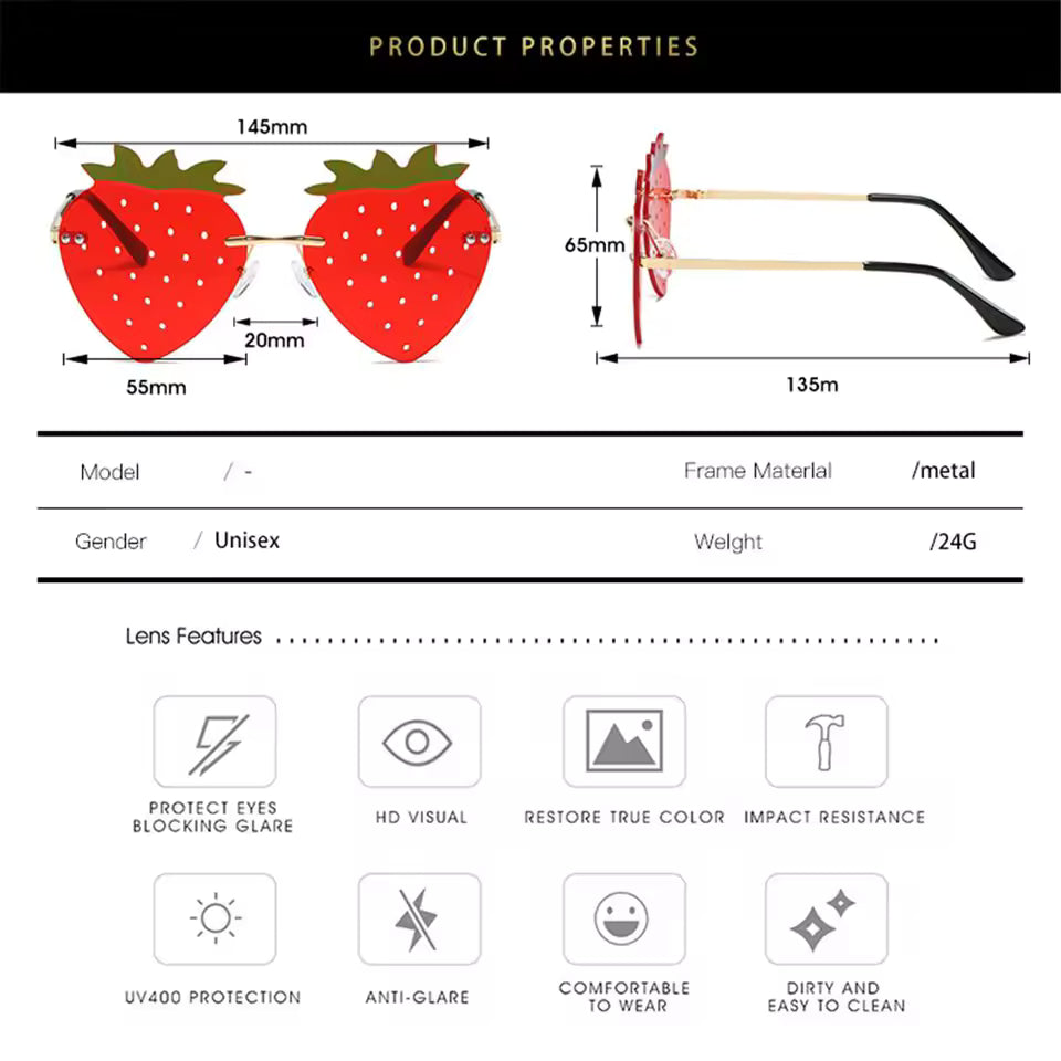 Strawberry Rimless Fashion Sunglasses