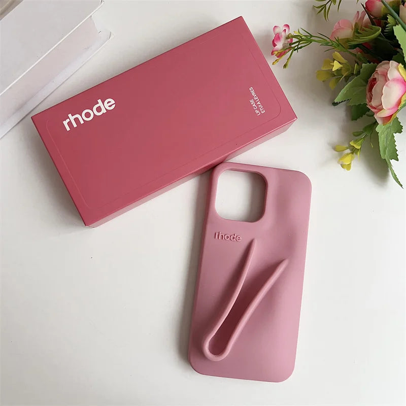 New Rhode DIY Lipstick Lip Holder Soft Silicone Phone Case