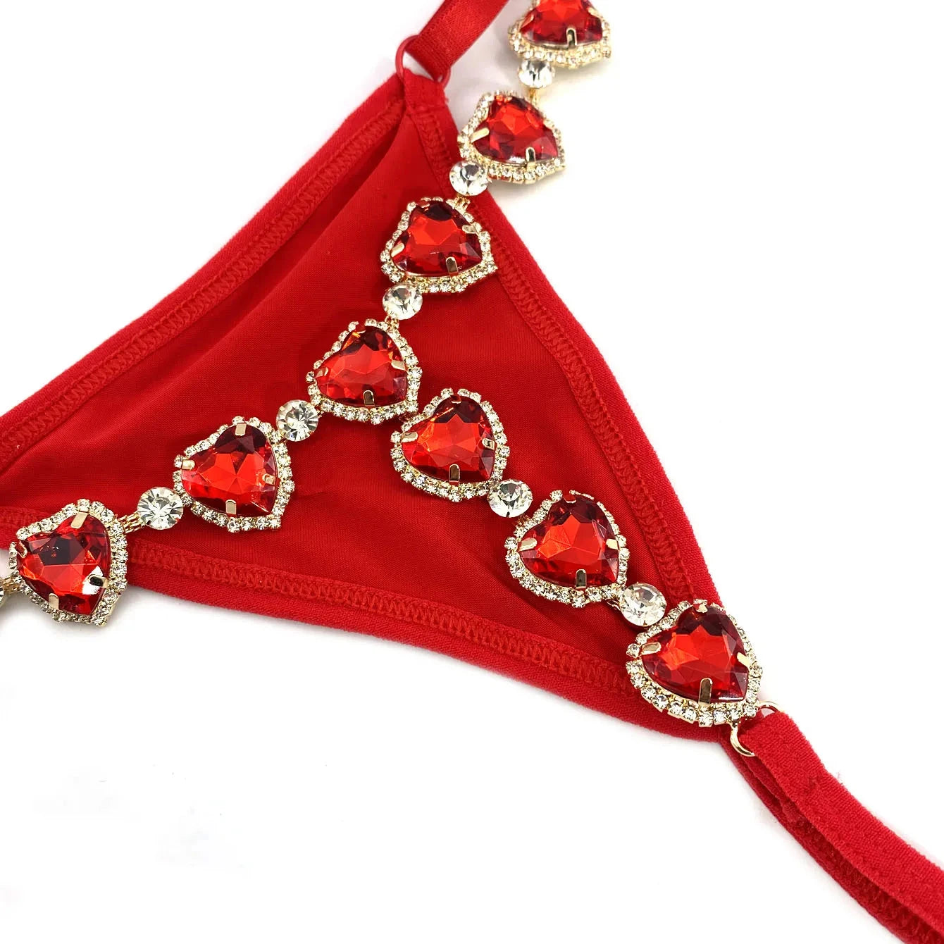 Love Red Bikini Thong With Rhinestone Inlaid Women's Body Chain Weeknd Shop Online