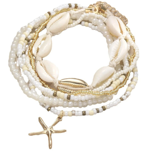 7-Piece Bohemian Anklet Set – Starfish & Shell Pendant Multilayer Bracelets Weeknd Shop Online