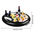 Inflatable Floating Drink Holder with Large Capacity Drink Float for Pools & Hot Tub (Black)