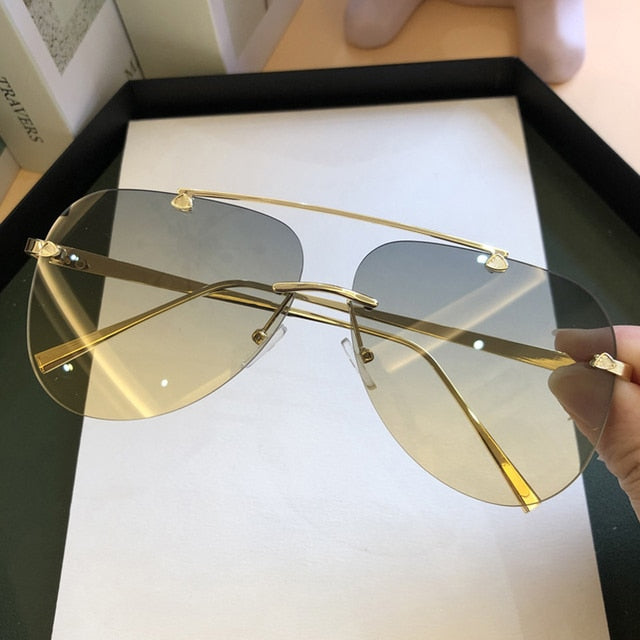 Vintage Style Rimless Aviator Sunglasses