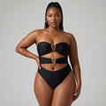 3 Colors Sexy Metal Rings Cut-Out One-Piece Swimsuit
