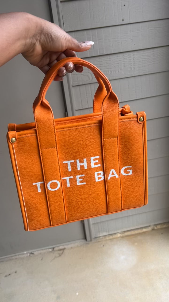The Tote Bag  – Orange Trendy PU Leather Handbag