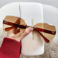 "In the sun" Rimless Retro Gradient Lens Sunglasses Weekend Shade Sunglasses