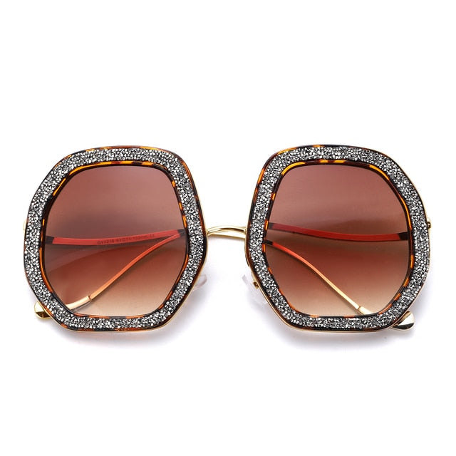Oversize Odd Shape Glitter Round Sunglasses