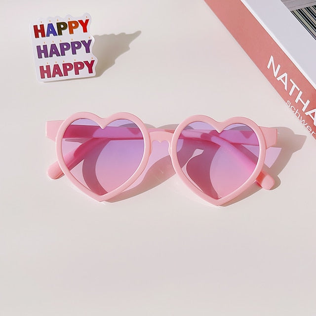 Kids Heart Plastic Frame Sunglasses