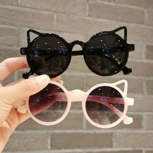"Meow" Kids Cat Shape Plastic Frame Sunglasses Weekend Shade Sunglasses