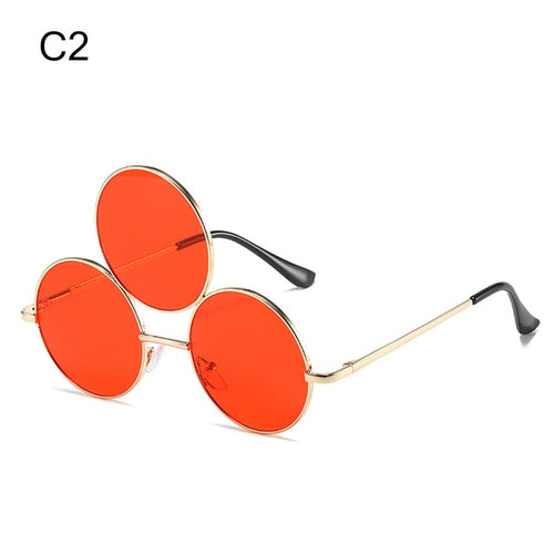"My Third Eye" Round Reflective 3 Lens Frame Sunglasses Weekend Shade Sunglasses