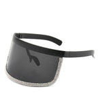 Rhinestone Trim Visor Shield Sunglasses